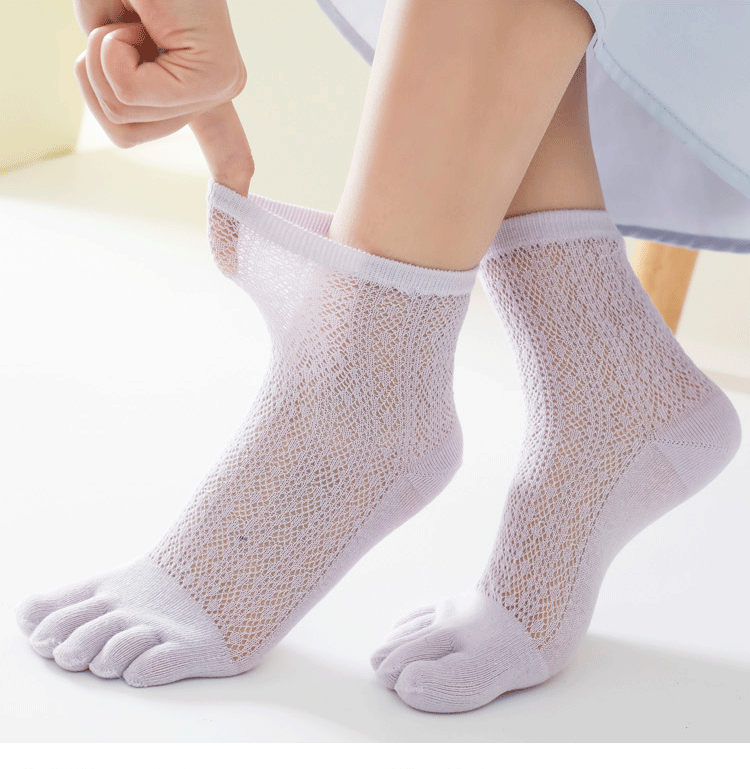 Toe Sock Split - Mesh Summer Mid-Tube Five-Finger Socks Split-Toe