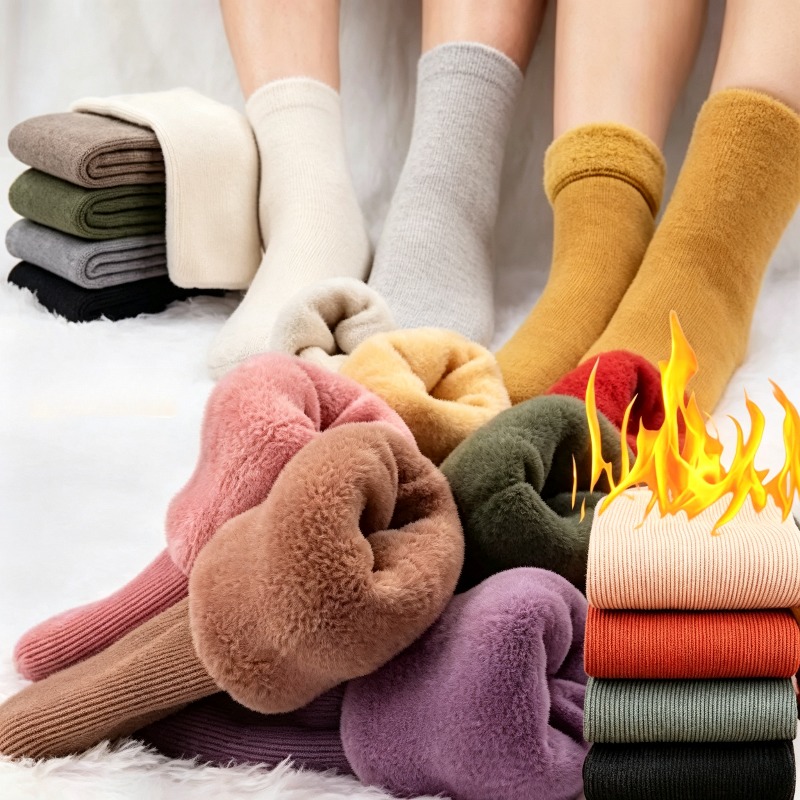 1-4Pairs  Warm Fleece Lined Mi - Boot Sock Slouchy ulasan dan harga