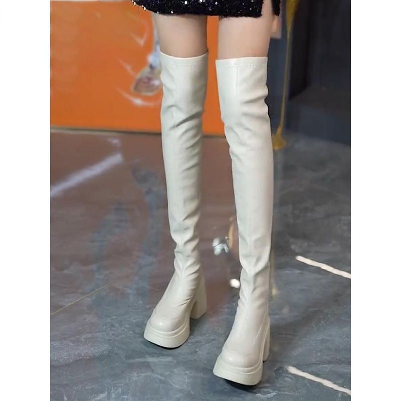 Round toe thick soled high-hee - Knee High Sock Women ulasan dan harga