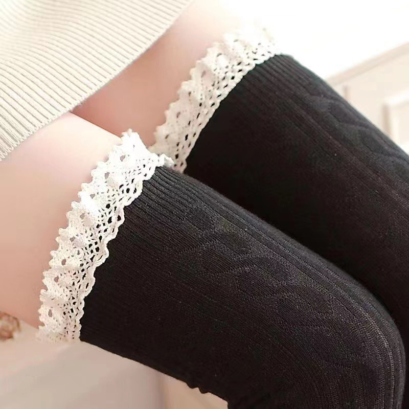 1pair Sexy Lace Up Long Knee S - Knee High Sock Women ulasan dan harga