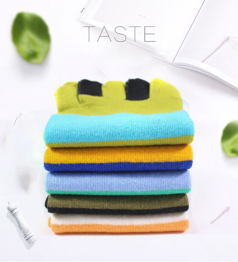 1/5 Pairs Men Colorful Stripe  - Toe Sock Split ulasan dan harga