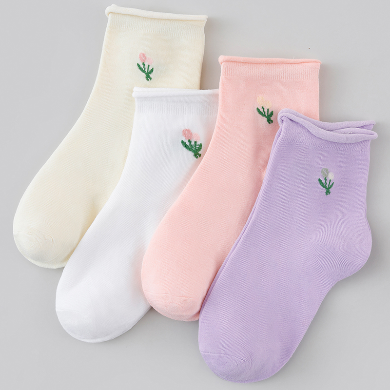 4/8/12 Packs Random Women Flor - Cotton Crew Sock Pack ulasan dan harga