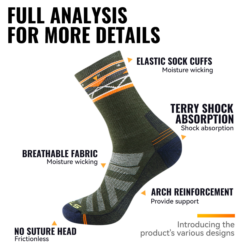 WRELS 1/2/3 Pairs Merino Wool  - Wool Hiking Sock ulasan dan harga