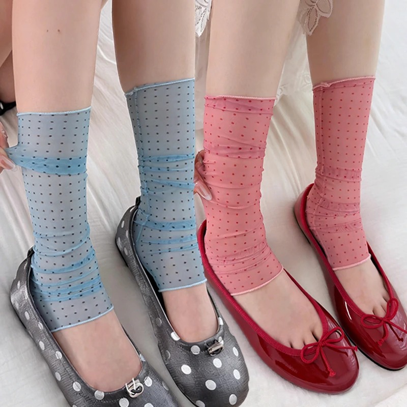 2026 Fashion Polka Dot Lace So - Silk Sock Bamboo ulasan dan harga