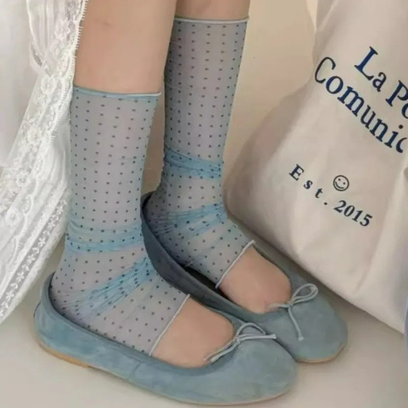 2026 Fashion Polka Dot Lace So - Silk Sock Bamboo ulasan dan harga